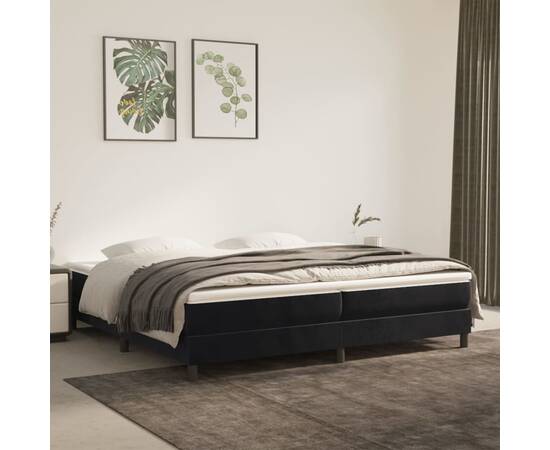 Cadru de pat box spring, negru, 200x200 cm, catifea