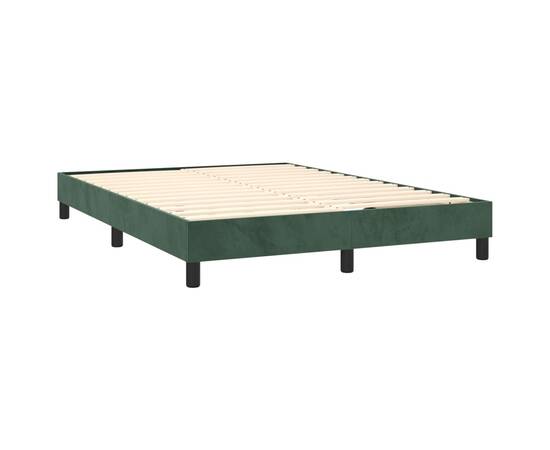 Cadru de pat box spring, verde închis, 140x190 cm, catifea, 4 image