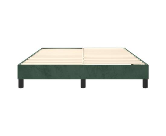 Cadru de pat box spring, verde închis, 140x190 cm, catifea, 5 image