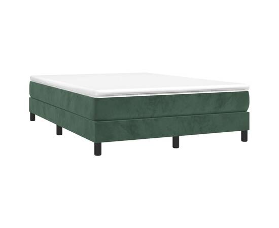 Cadru de pat box spring, verde închis, 140x190 cm, catifea, 3 image