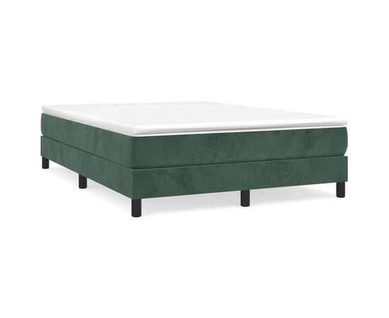 Cadru de pat box spring, verde închis, 140x190 cm, catifea, 2 image