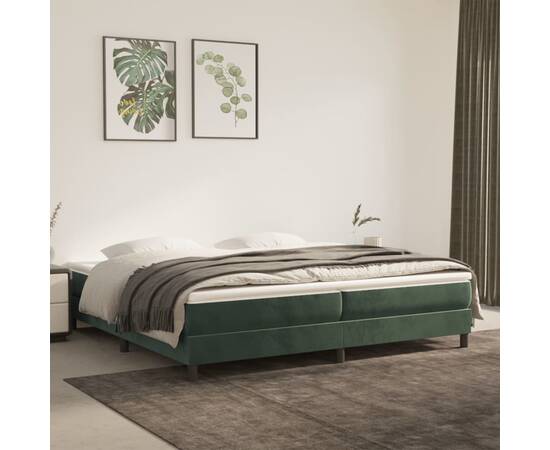 Cadru de pat box spring, verde închis, 200x200 cm, catifea