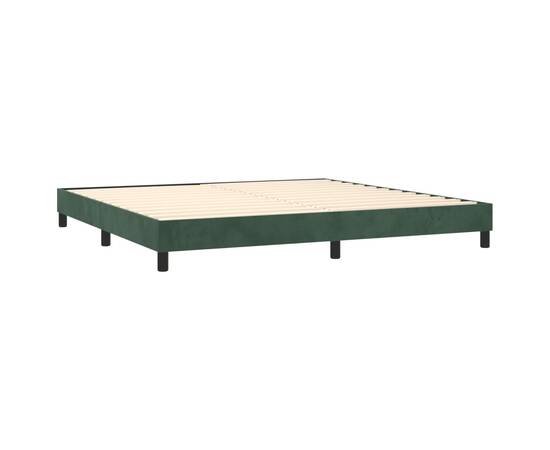 Cadru de pat box spring, verde închis, 200x200 cm, catifea, 4 image
