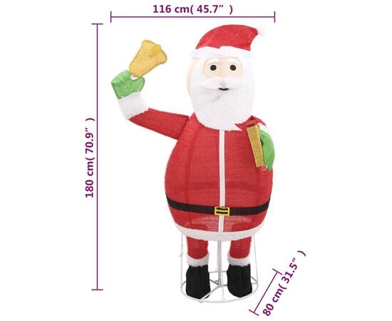 Figurină moș crăciun decorativă cu led, 180 cm, țesătură de lux, 7 image