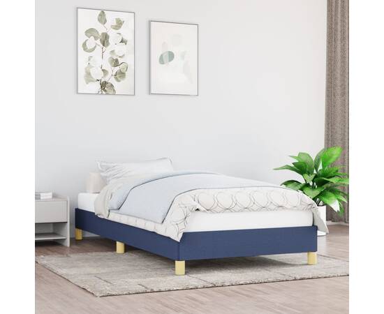 Cadru de pat, albastru, 100 x 200 cm, material textil