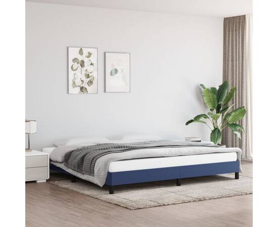 Cadru de pat, albastru, 200x200 cm, material textil