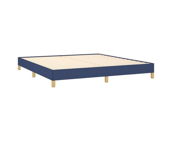 Cadru de pat, albastru, 180 x 200 cm, material textil, 4 image