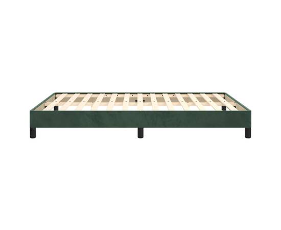 Cadru de pat, verde închis, 140x190 cm, catifea, 6 image
