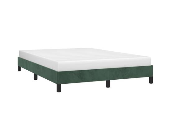 Cadru de pat, verde închis, 140x190 cm, catifea, 3 image
