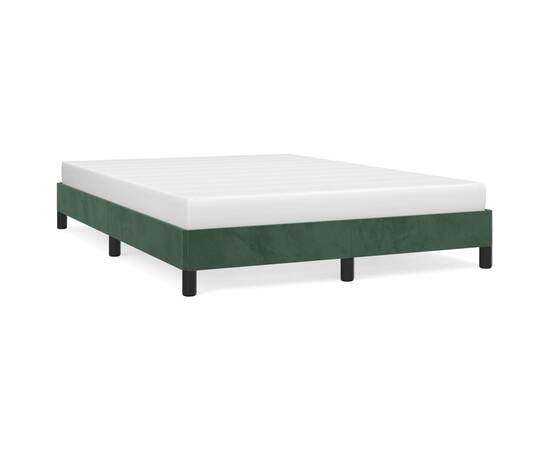 Cadru de pat, verde închis, 140x190 cm, catifea, 2 image