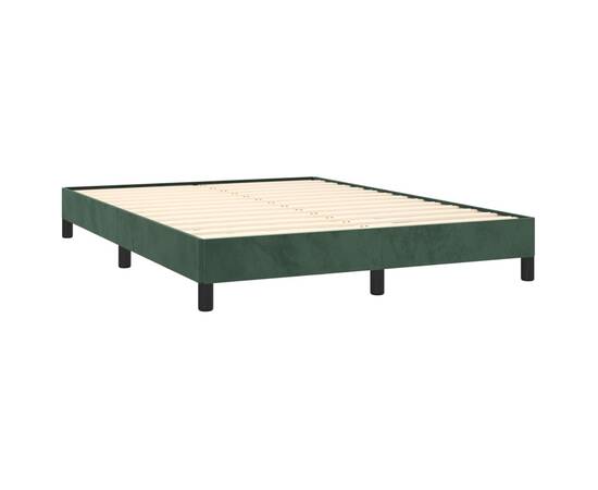 Cadru de pat, verde închis, 140x190 cm, catifea, 4 image