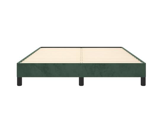 Cadru de pat, verde închis, 140x190 cm, catifea, 5 image