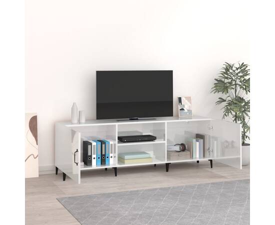 Comodă tv, alb extralucios, 150x30x50 cm, lemn prelucrat, 3 image