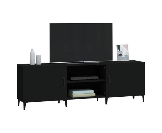 Comodă tv, negru, 150x30x50 cm, lemn compozit, 4 image