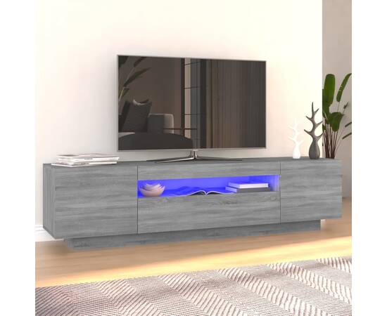 Comodă tv cu lumini led, gri sonoma, 160x35x40 cm