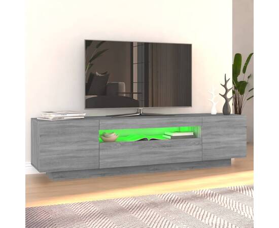 Comodă tv cu lumini led, gri sonoma, 160x35x40 cm, 3 image