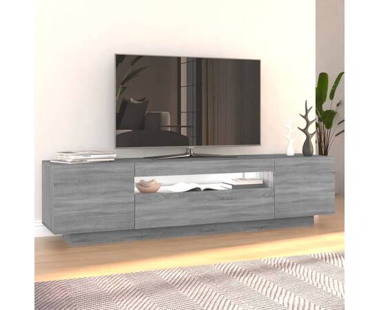 Comodă tv cu lumini led, gri sonoma, 160x35x40 cm, 5 image