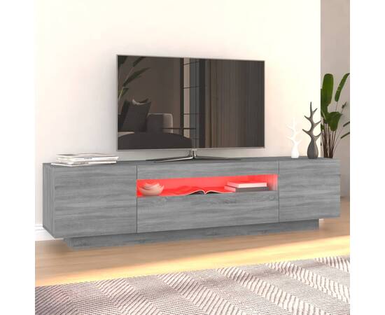 Comodă tv cu lumini led, gri sonoma, 160x35x40 cm, 4 image