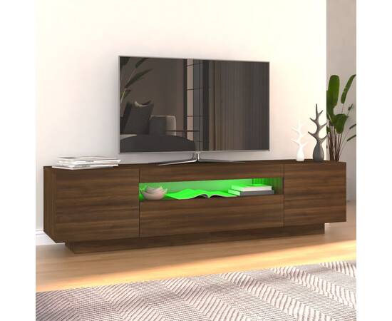 Comodă tv cu lumini led, stejar maro, 160x35x40 cm, 3 image