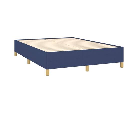 Cadru de pat, albastru, 140x190 cm, material textil, 4 image