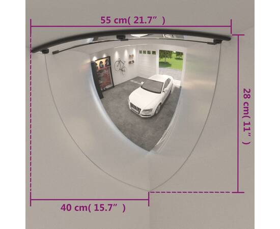 Oglinzi de trafic sfert de cupolă, 2 buc., Ø80 cm, acril, 8 image