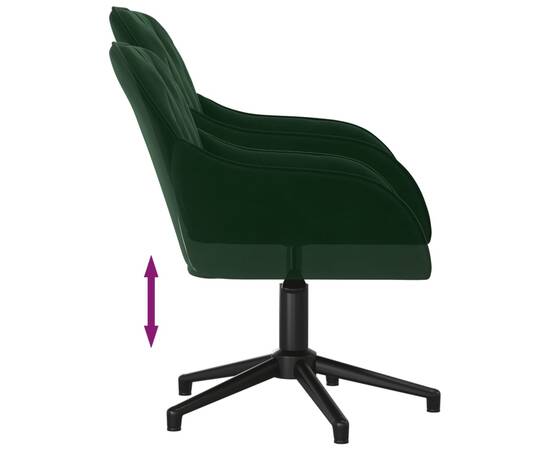 Scaun de birou pivotant, verde închis, catifea, 5 image
