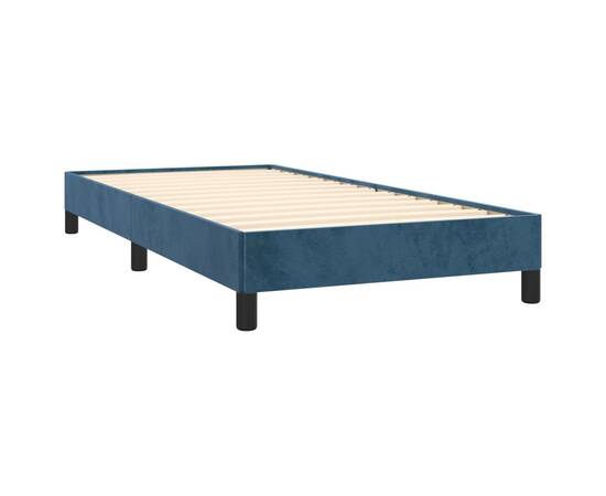 Cadru de pat, albastru închis, 100x200 cm, catifea, 4 image