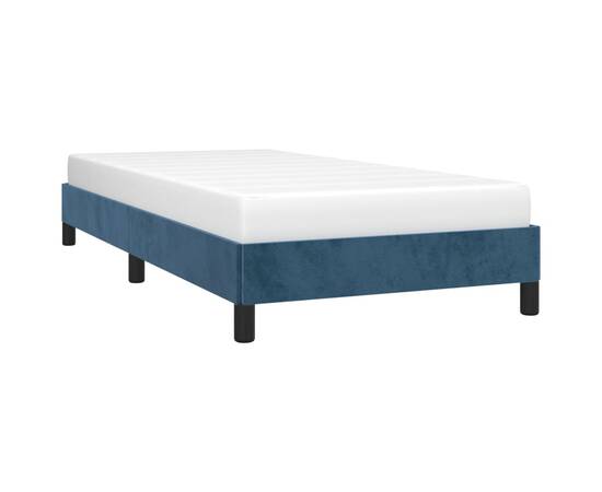 Cadru de pat, albastru închis, 100x200 cm, catifea, 3 image
