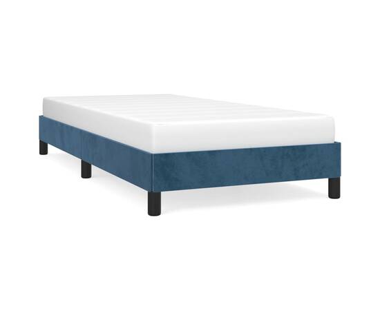 Cadru de pat, albastru închis, 100x200 cm, catifea, 2 image