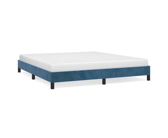Cadru de pat, albastru închis, 160x200 cm, catifea, 2 image