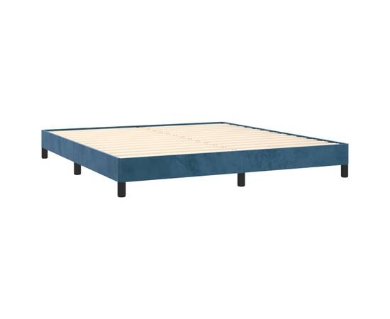 Cadru de pat, albastru închis, 180x200 cm, catifea, 4 image