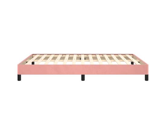 Cadru de pat, roz, 140x200 cm, catifea, 6 image
