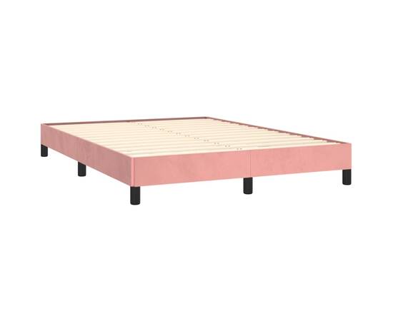 Cadru de pat, roz, 140x200 cm, catifea, 4 image