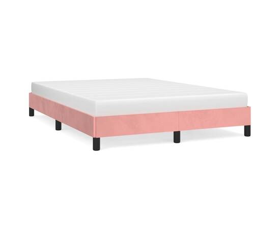 Cadru de pat, roz, 140x200 cm, catifea, 2 image