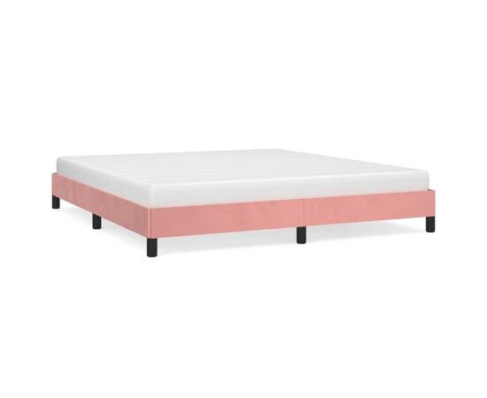 Cadru de pat, roz, 180x200 cm, catifea, 2 image