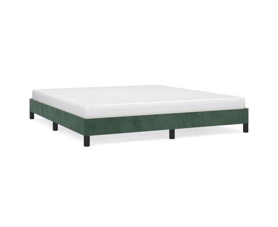 Cadru de pat, verde închis, 160x200 cm, catifea, 2 image