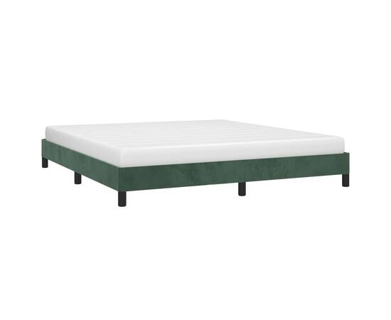 Cadru de pat, verde închis, 160x200 cm, catifea, 3 image