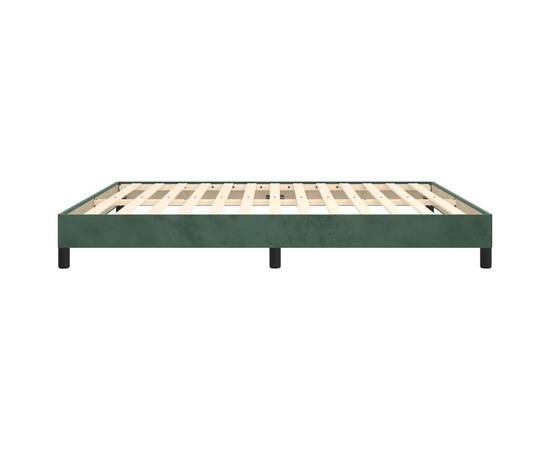Cadru de pat, verde închis, 160x200 cm, catifea, 6 image