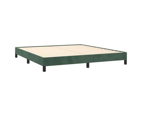 Cadru de pat, verde închis, 160x200 cm, catifea, 4 image
