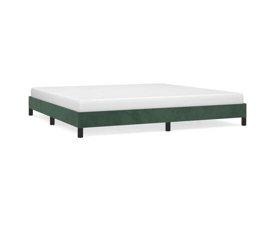 Cadru de pat, verde închis, 200x200 cm, catifea, 2 image