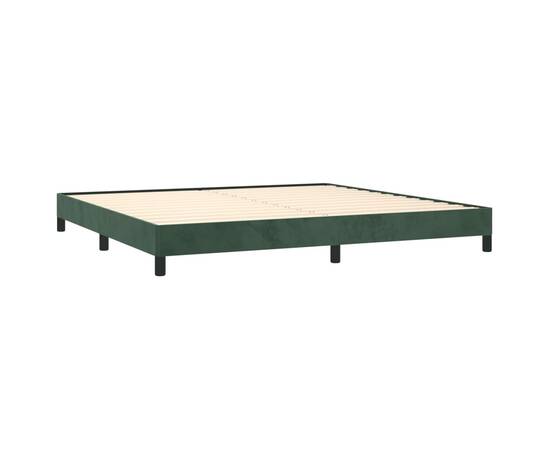 Cadru de pat, verde închis, 200x200 cm, catifea, 4 image