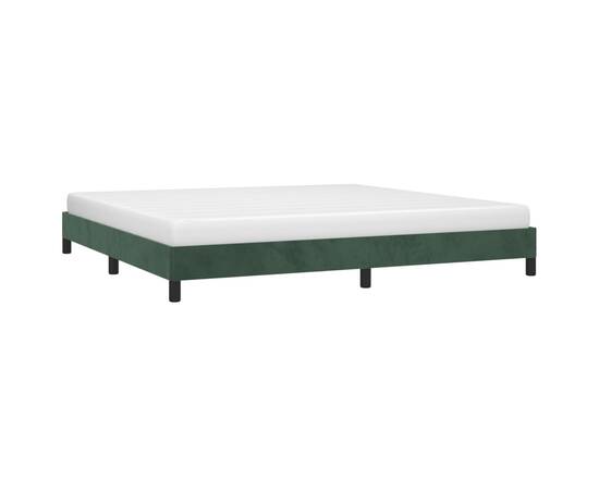 Cadru de pat, verde închis, 200x200 cm, catifea, 3 image
