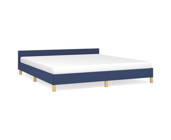 Cadru de pat cu tăblie, albastru, 180x200 cm, textil, 2 image