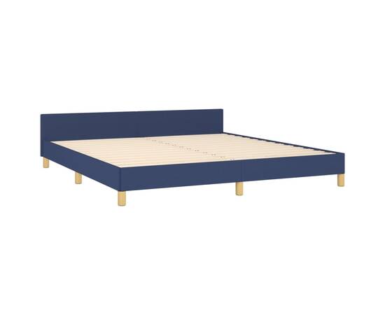 Cadru de pat cu tăblie, albastru, 180x200 cm, textil, 4 image