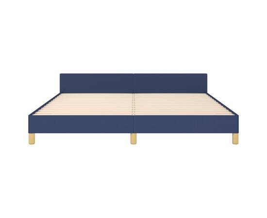 Cadru de pat cu tăblie, albastru, 180x200 cm, textil, 5 image