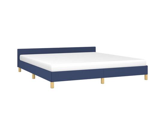 Cadru de pat cu tăblie, albastru, 180x200 cm, textil, 3 image
