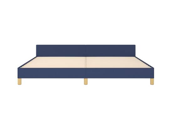 Cadru de pat cu tăblie, albastru, 200x200 cm, textil, 5 image
