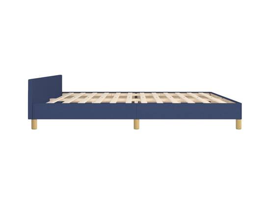 Cadru de pat cu tăblie, albastru, 200x200 cm, textil, 6 image