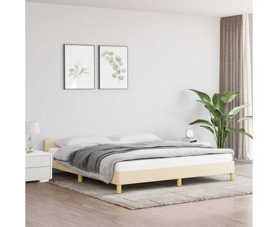 Cadru de pat cu tăblie, crem, 180x200 cm, textil