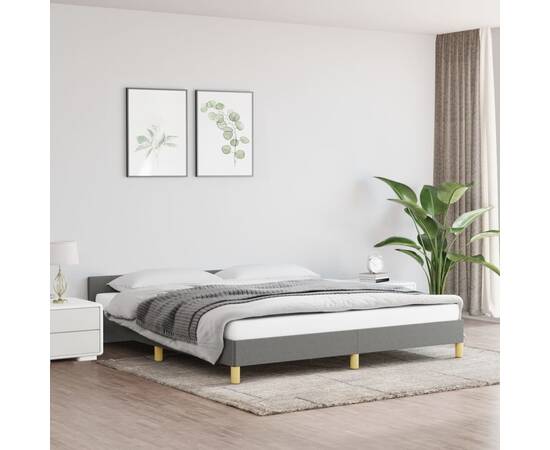 Cadru de pat cu tăblie, gri închis, 180x200 cm, textil